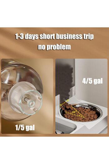 COOYA 2 in 1 Pet Feeder Water Bowl Kit, 1L Water Storage, 2.8L Feede, tainless steel, for cat, dog, Grey