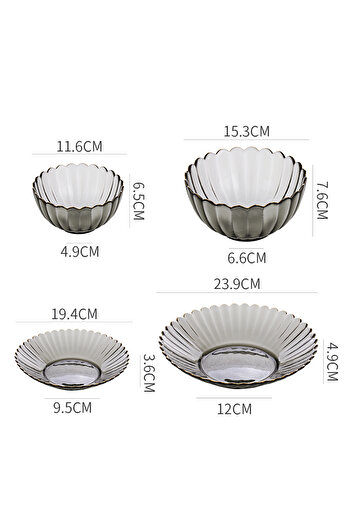 sharpdo Four Piece Set Of Glass Plate And Bowl With Lace And Gold