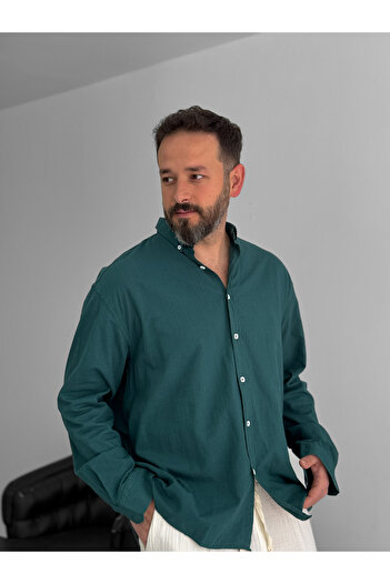 BYBASICMAN Koyu Yeşil Fresh Kumaş Basic Gömlek G-5138/12