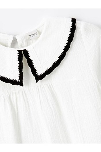 LC Waikiki Lcw Kids Ekru Bebe Yaka Kız Çocuk Bluz