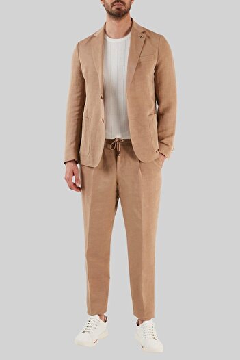BOSS Keten Karışımlı Slim Fit Çift Yırtmaçlı Blazer Ceket Erkek Ceket 50491887 260