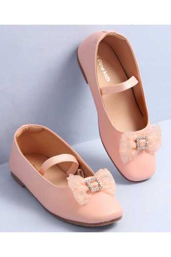 Pine kids Pine Kids Bow Applique Ballerinas with Backstrap - Pink