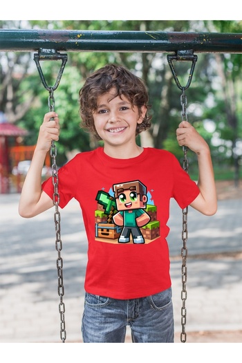 New Shine In Cart 6 and Above Purchases Get 1 T-Shirt Gift - Children's Crew Neck Printed Short Sleeve T-Shirt