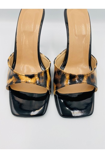 Ömer Ediz Shoes Papuci de damă REAL din piele lăcuită cu toc de 9 cm - Tocuri înalte elegante și confortabile