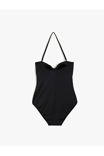 Koton Ruffled Strapless Swimsuit with Detachable Strap Detail