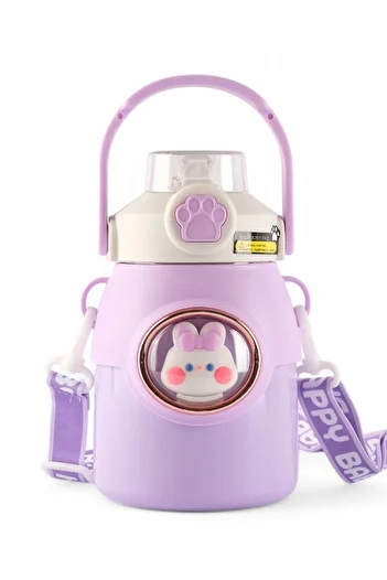 ROSECENTERBAZAAR Children's Crossbody Large Capacity Stainless Steel Thermos Cup with Straw (Imported)