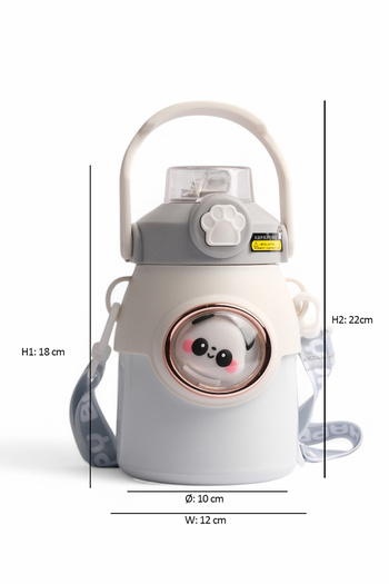 ROSECENTERBAZAAR Children's Crossbody Large Capacity Stainless Steel Thermos Cup with Straw (Imported)