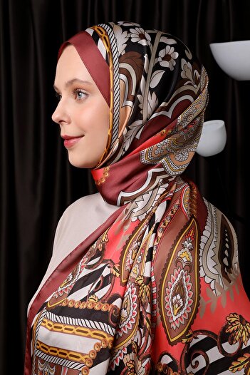 Levidor Burgundy Striped Indian Silk Shawl
