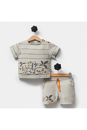 DIDuStore Boy 9-12-18 Months Jungle Friends Suit