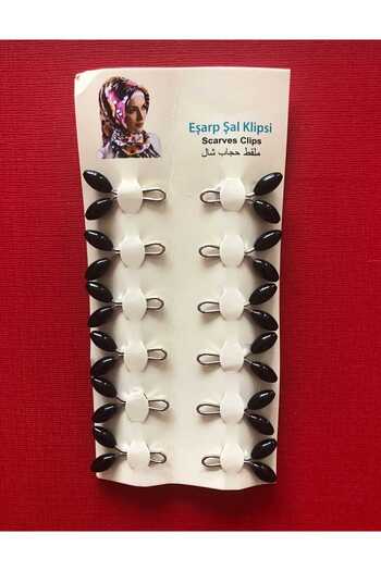 Vi Caro Pack of 12 Scarf and Shawl Pin Black Scarf Clip Shawl Clip Turban Hijab Fixer Holder