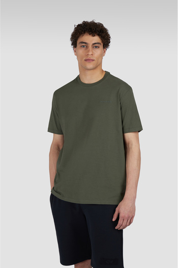 PAUL&SHARK Men's Regular Fit Round Neck Brand Logo Embroidered 100% Cotton Short Sleeve Green T-Shirt 25411047 -0