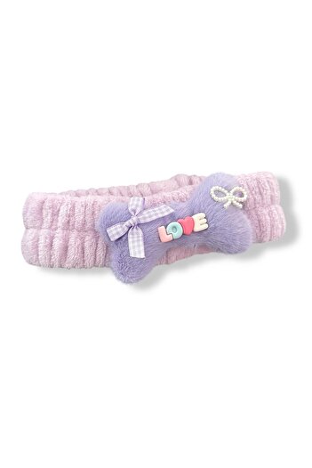 TAKIŞTIR Purple Color Love Written Plush Hair Band