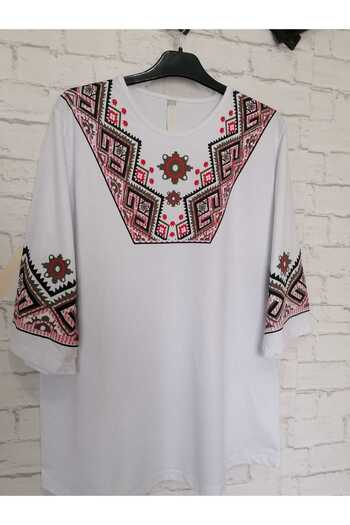 anne moda ankara Ολόσωμη καλοκαιρινή, βαμβακερή, χτενισμένη, άνετη μπλούζα