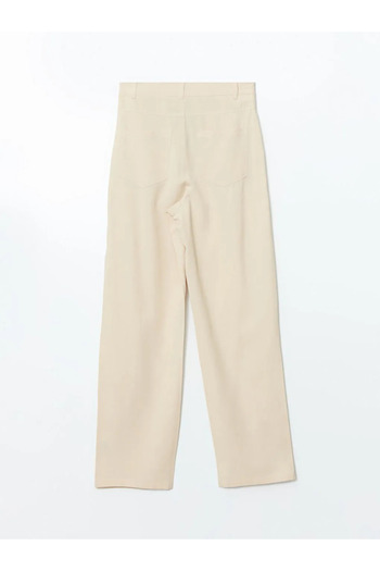 LC Waikiki Xside Beige Linen Blended Women's Pleated Pants