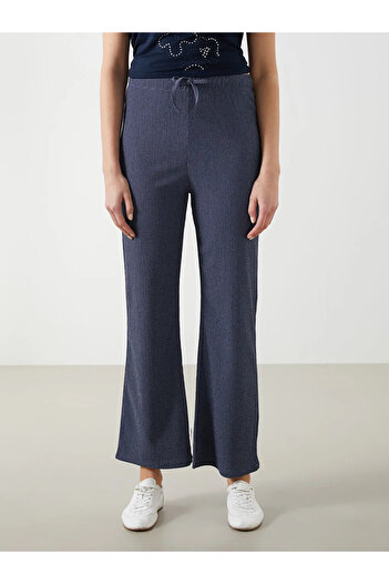 LC Waikiki Lcwaikiki Classic Navy Blue Elastic Waist Striped Women's Trousers