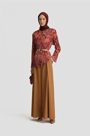 Armine Piliseli Bluz 25y3703 Koyu Kırmızı