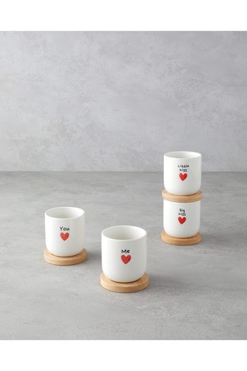 English Home Red Lovely Stoneware 8-Piece 4-Person Cup 150 ml