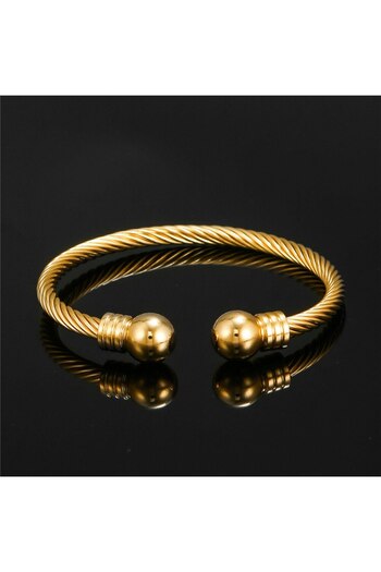 Choice ZJ5666 Titanium Steel Charm Ball Open Cuff Bangle For Women No Fade Color Wire Rope Bracelet Fashion