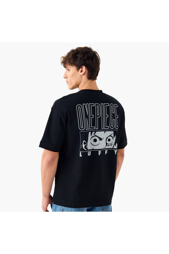 SP Characters One Piece Print Crew Neck T-shirt With Short Sleeves