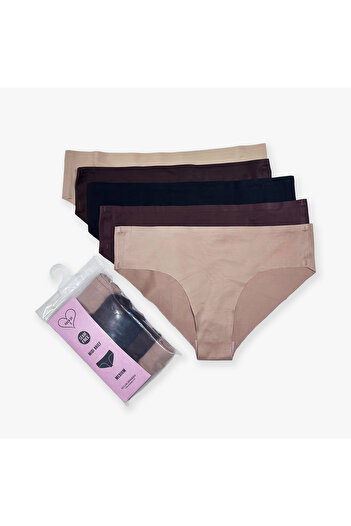 Aadaraya Set Of 5 - Solid Bikini Briefs With Elasticated Waistband
