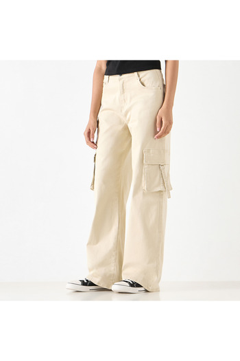 2Xtremz Wide Leg Cargo Jeans With Pockets