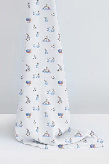 DEUX LAPINS 100% Cotton Muslin Baby Blanket - 100X100Cm Lapin Patterned