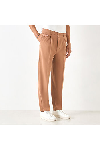 Iconic Solid Pants With Button Closure And Pockets