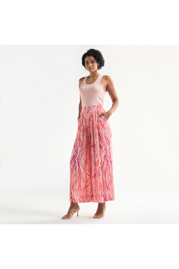FAV All-over Print Wide Leg Pants With Elasticised Waistband And Pockets