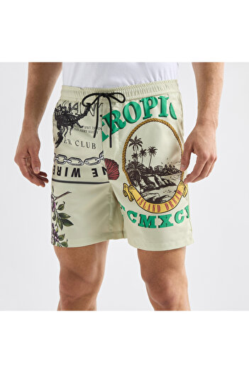 FAV Palm Tree Print Shorts With Drawstring Closure And Pockets
