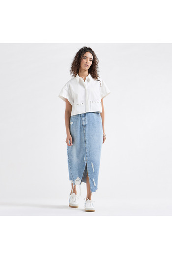 FAV Drop Shoulder Sleeves Shirt With Pockets And Concealed Button Placket