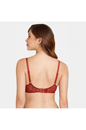 Zivame Textured Padded Bra With Lace Detail And Adjustable Strap