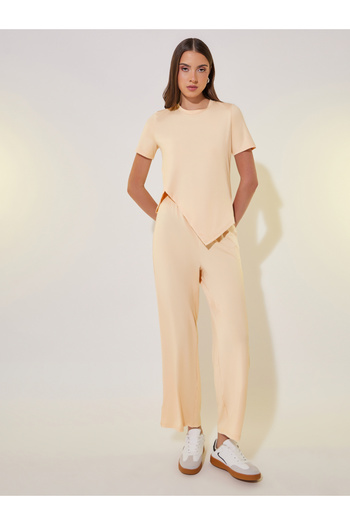 Take Two By Styli Asymmetrical Hem Short Sleeve T-Shirt and Pants Co-Ords