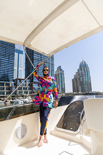 ALFASA Multicolored Patterned Hijab Swimsuit