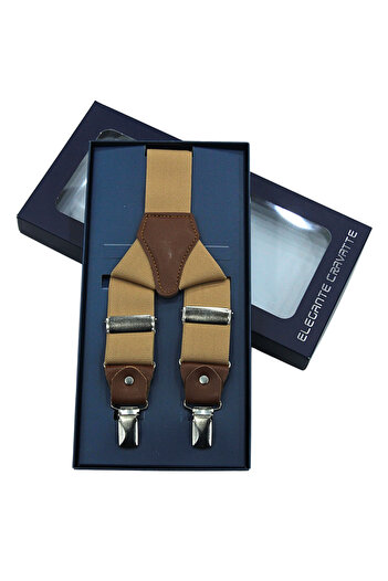 Elegante Cravatte Μπεζ Χρώμα Luxury Salopet Παντελόνι Κρεμάστρα