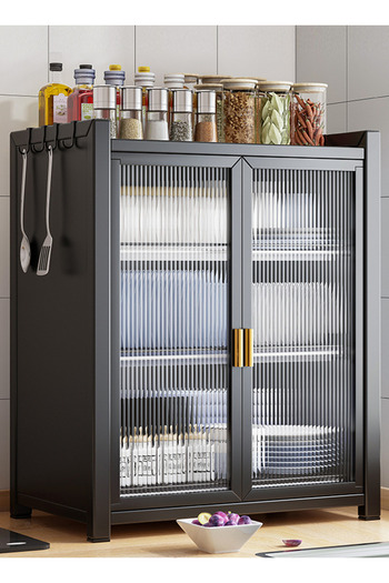 sharpdo Home Kitchen Dish Storage Cabinet With 4 Storage Hooks