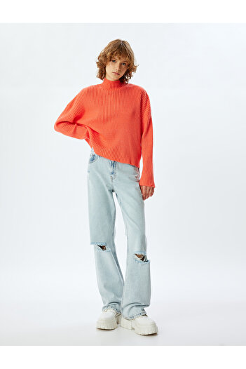 Koton Pulover oversize tricotaj - guler vertical, maneca lunga, textura