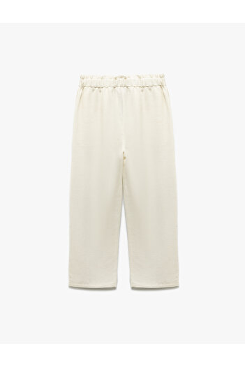 Koton Basic Trousers in Linen and Viscose Blend with Elastic Waist