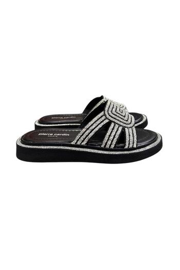 Pierre Cardin Stoned Striped Anatomical Sole Slippers