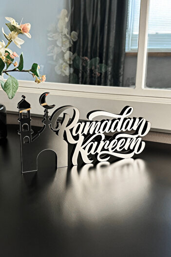 iwa concept Ramadan Kareem Written Wooden Decor 31 X 15 - Islamic - Islamic Wall Art Home Office Mosque Decor