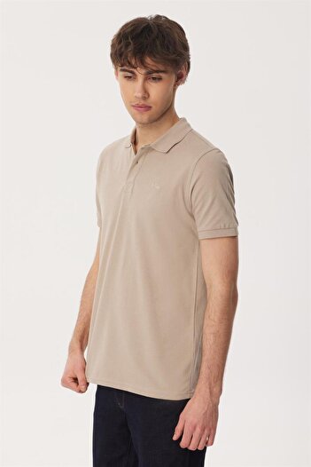 Lee Cooper Twins Ανδρικό μπλουζάκι με γιακά πόλο 100% βαμβακερό Κ. Μπεζ