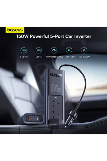 Baseus Power Inverter  150W (220V UK) Cluster Black