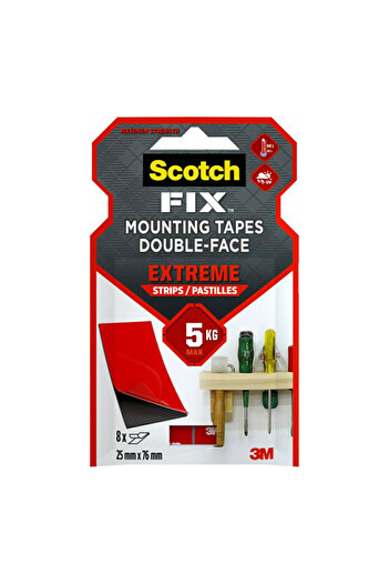 Scotch Brite 8-Piece Extreme Double-Face Mounting Strips 25 x 76mm
