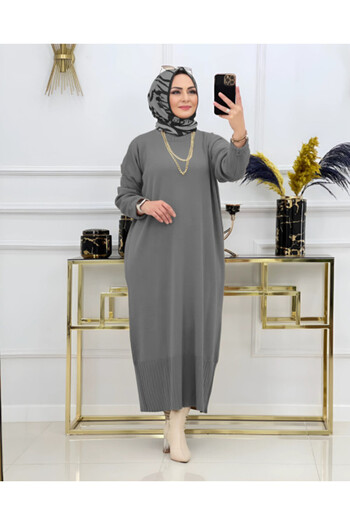 NİSUM MODA Pique Braided Knitted Dress