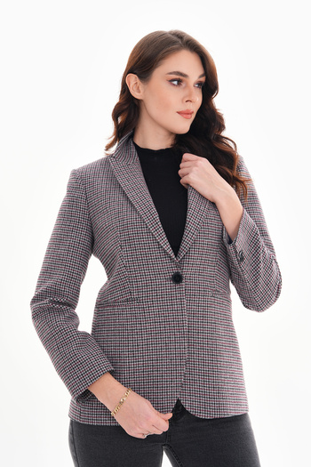 nisya Women's Checkered Thick Blazer Jacket