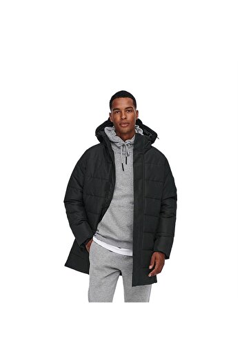 ONLY Onscarl Men's Black Coat - Quilted, Noos Otw, 22020156