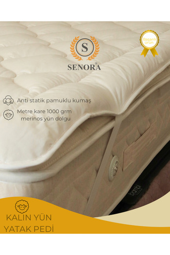SENORA 100% Merino Natural Lamb Wool Thick Mattress Pad & Mattresses M2 1000Grm