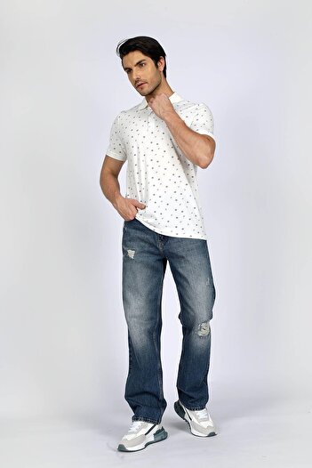 Lee Cooper Ανδρικό μπλουζάκι Newandy από 100% βαμβακερό γιακά πόλο Off White