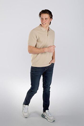 Lee Cooper Twins 1 Ανδρικό μπλουζάκι με γιακά πόλο 100% βαμβακερό πικέ Κ. Μπεζ