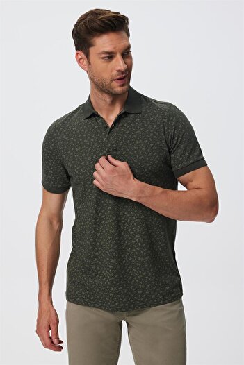 Lee Cooper Ανδρικό μπλουζάκι με λαιμόκοψη Polo - Newbernard Olive