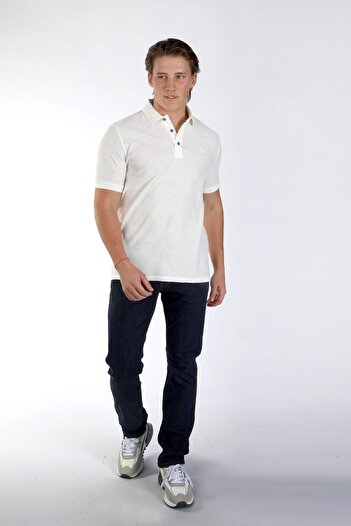 Lee Cooper Ανδρικό μπλουζάκι Tylen 100% βαμβακερό γιακά πόλο εκρού
